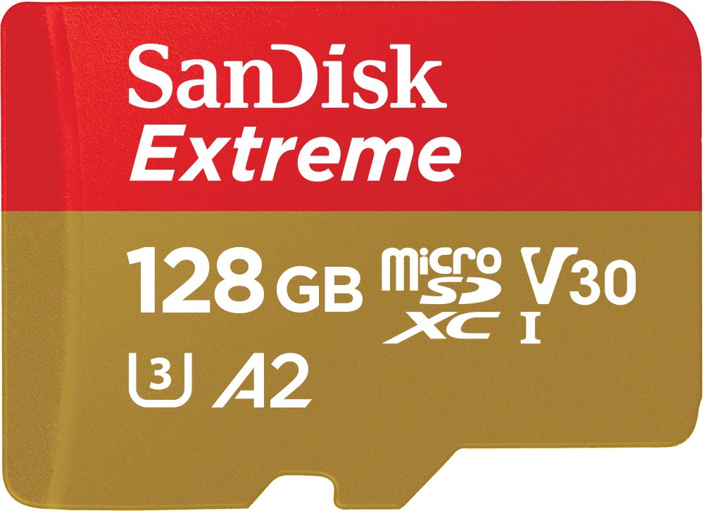 SanDisk Extreme microSDXC UHS-I atmiņas karte 128 GB action kamerām un droniem + adapteris + RescuePRO Deluxe (līdz 190 MB/s, A2, Class 10, U3, V30)