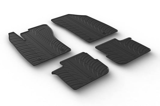 Gumijas paklāju komplekts saderīgs ar Fiat Tipo 5 durvju/kombi 2016-2021 T profils 4 daļās + montāžas klipi, melns