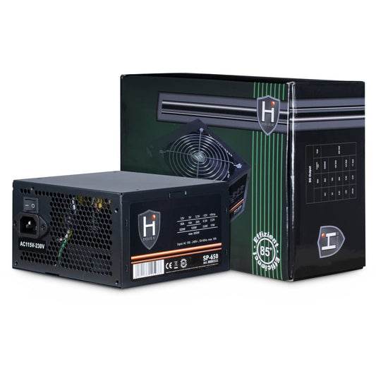 Inter-Tech barošanas bloks 650W HIPOWER SP-650 - 650W power supply with 1x 120mm fan for efficient cooling and performance.