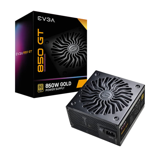 EVGA SuperNOVA 850 GT - 80 Plus Gold 850W, fully modular, Eco mode, FDB fan, compact 150mm, 7-year warranty, Power ON Self Tester.