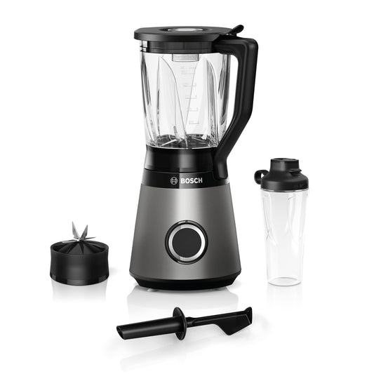 Bosch VitaPower 4 MMB6174SN - augstas kvalitātes nerūsējošā tērauda asmeņi, 1,5l trauks, 1200 W, sudraba krāsā.