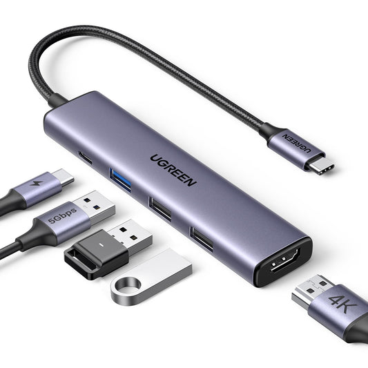 UGREEN Revodok 105 USB C hubs, 5Gbps, USB C adapteris ar 4K HDMI, multiportu adapteris