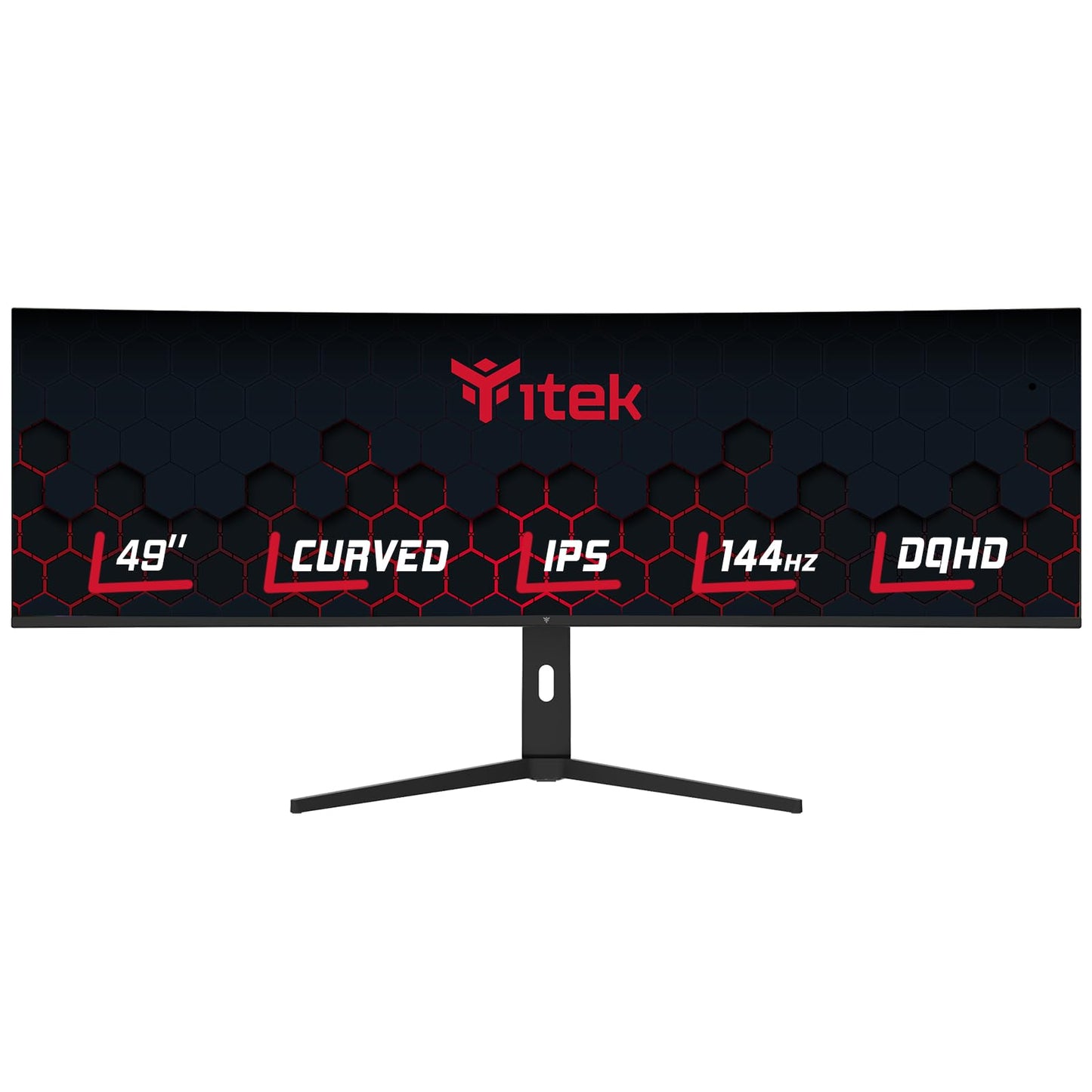 Itek GGC monitori - 49" izliekts R3800, DQHD 5120 x 1440, 144 Hz, 1 ms, HDR400, augstuma regulēšana, HDMI, DP, Type-C.