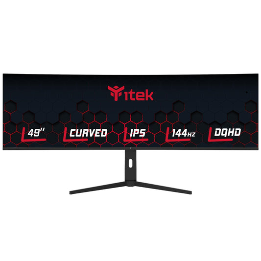 Itek GGC monitori - 49" izliekts R3800, DQHD 5120 x 1440, 144 Hz, 1 ms, HDR400, augstuma regulēšana, HDMI, DP, Type-C.