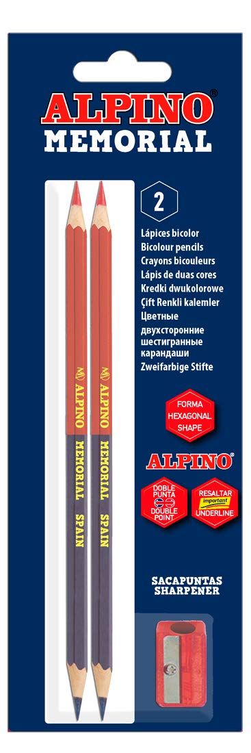 Alpino le000018 – 2 zīmuļu iepakojums Memoriāls un asinātājs, sarkans un zils