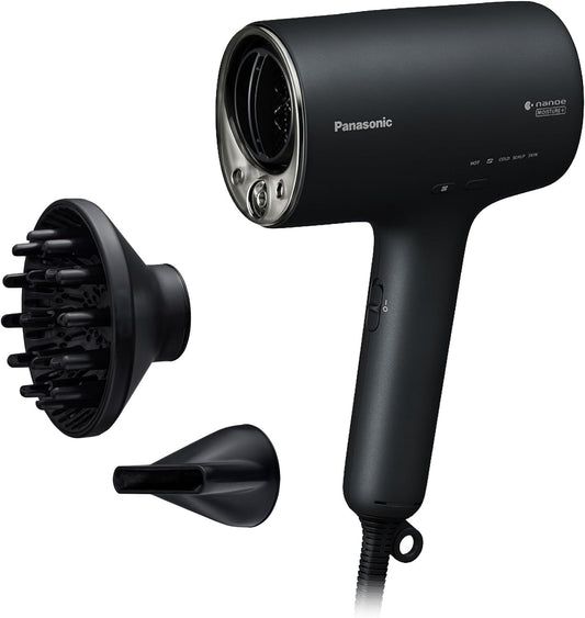 Panasonic EH-NA0J-N825 nanoe™ MOISTURE+ un minerālu matu fēns, If dizaina balva, difuzors un koncentratora uzgalis, karstā un aukstā maiņas režīms, kopšana ādai, galvas ādai un matu galiem, 1600 W, melns