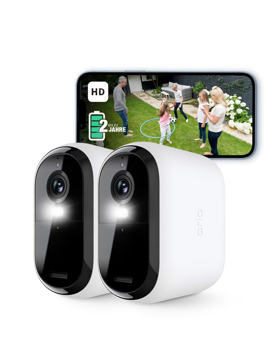 Arlo Essential 2 HD XL akumulatora uzraudzības kamera āra WLAN, bezvadu, 1080p video, krāsu nakts redzamība, gaisma, kustības sensors, sirēna, divvirzienu audio, Arlo Secure plāna izmēģinājuma periods, 2 kameras, balta