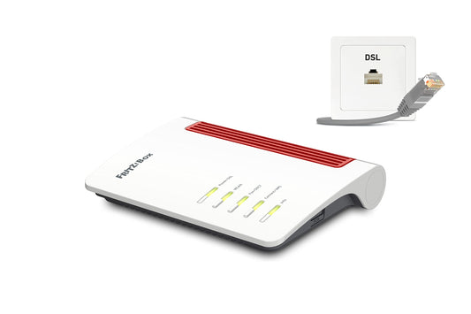 FRITZ!Box 7510 (Wi-Fi 6 DSL maršrutētājs (WLAN AX), līdz 600 MBit/s (2,4 GHz), VDSL Supervectoring 35b līdz 300 MBit/s, WLAN Mesh, DECT bāze, multivides serveris, piemērots Vācijai)