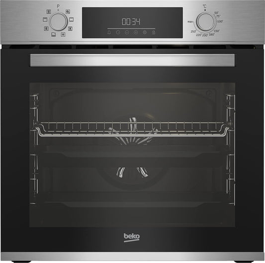 Iebūvējama cepeškrāsns Beko BBIM12300X, b300, 60 cm, 72 l, SteamShine tīrīšana ar tvaiku, 8 sildīšanas režīmi, AeroPerfect, multifunkcionāla cepeškrāsns
