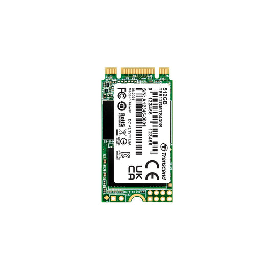 TRANSCEND 430S M.2 512GB SSD - 3D NAND, SATA III, 2242 form factor, 42mm, high-speed storage solution