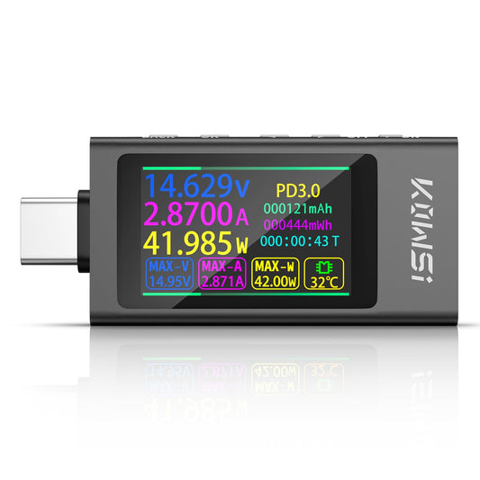USB-C testeris YEREADW USB C Tester ar displeju, 3,3-30V 0-12A, USB strāvas mērītājs, Type-C multimetrs, USB kabeļa testeris, PD voltmetrs, jaudas un kapacitātes detektors