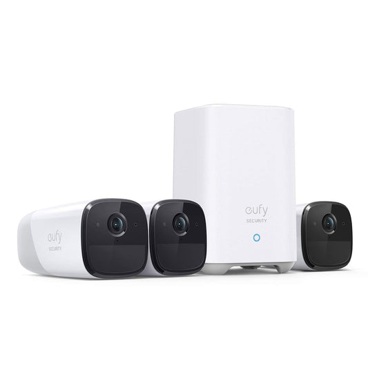 eufy Security eufyCam 2 Pro, bezvadu uzraudzības kamera, HomeKit saderība, 2K izšķirtspēja, IP67 ūdensizturības klase, nakts redzamība, 3 kameru komplekts (atjaunots)