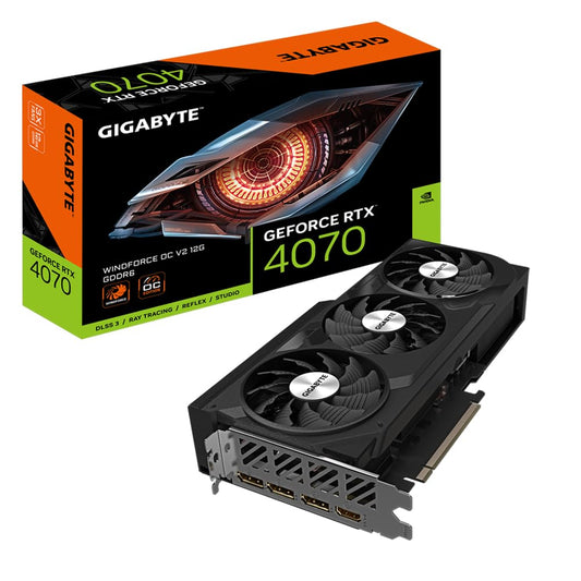 Gigabaitu GeForce RTX 4070 WINDFORCE OC V2 - 12GB GDDR6, 192bit, PCI-E 4.0, 2490MHz, 3x DisplayPort, 1x HDMI, NVIDIA DLSS 3