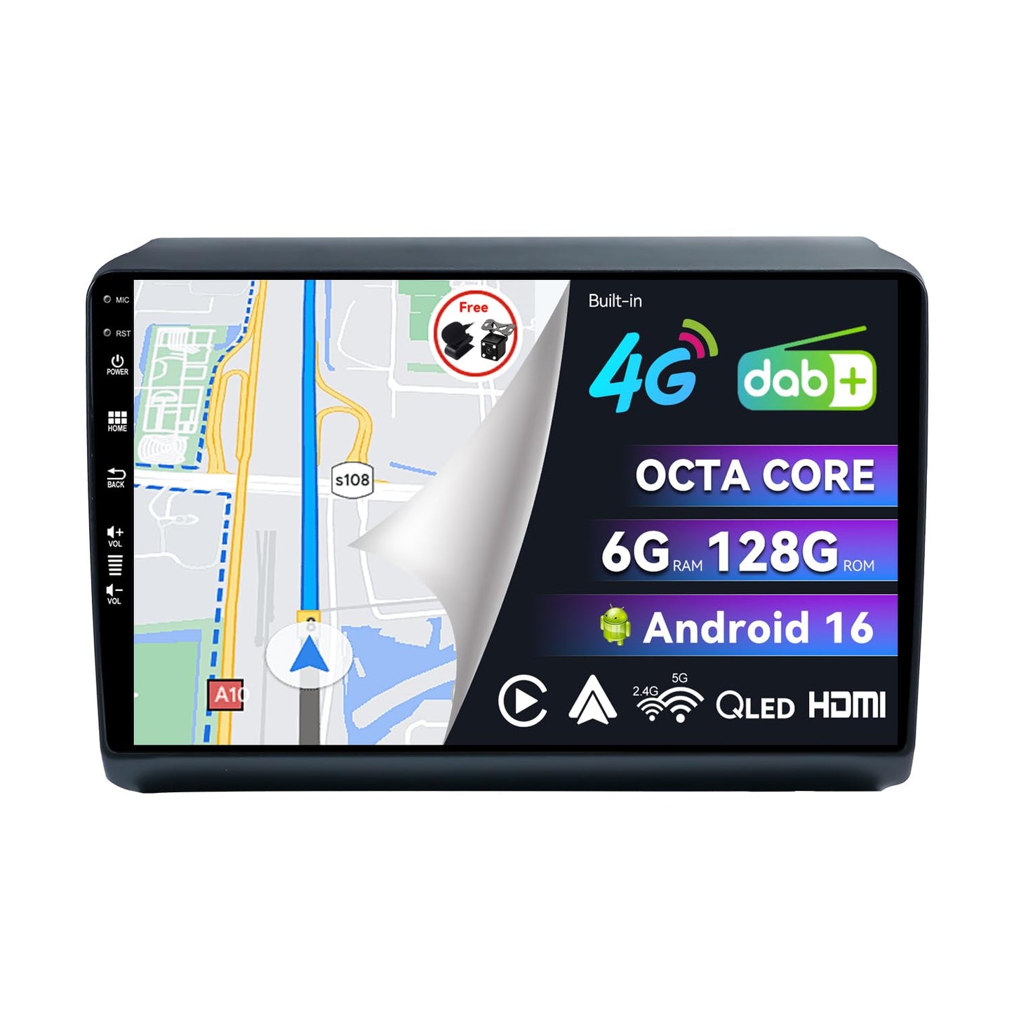BXLIYER iebūvēts 4G DAB autoradio FIAT Ducato/Peugeot Boxer/Citroen Jumper (2006-2015), Android 16 radio, 6G+128G, Carplay/Android Auto, kamera, QLED 9 collu 2 DIN, stūres vadība, HDMI