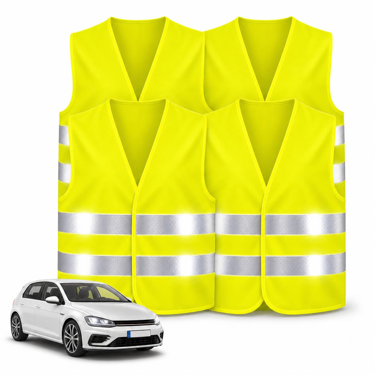 Atstarojošas drošības vestes TK Gruppe Timo Klingler 4X ISO 20471, neona dzeltenas, auto, kravas auto, 4 gab.