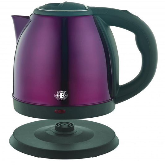 Herzberg HG5011-PUR - 1.8L stainless steel electric kettle, 1500W, automatic shut-off, external level, integrated filter, 360° base, violet.