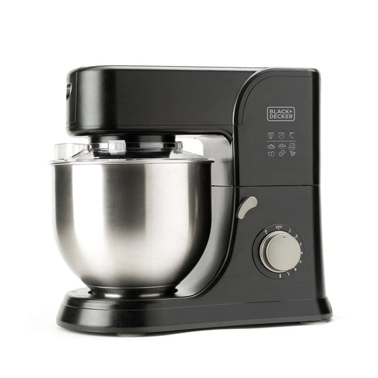 BLACK+DECKER BXJBA350E - stacionārais mikseris ar pulsa funkciju, 1,5 l trauks, 4 nerūsējošā tērauda asmeņi, pelēks