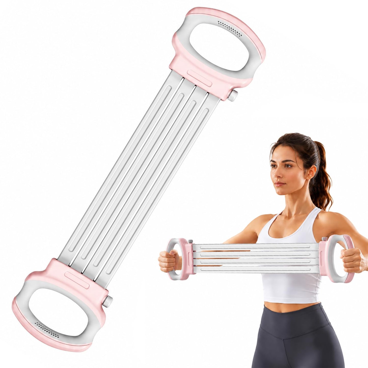 Krūškurvja trenieris, regulējams chest expander, 4 līmeņi, rozā