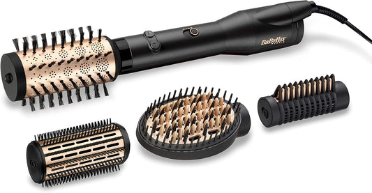 BaByliss Big Hair Luxe rotējošā siltā gaisa suka, fēnu suka ar 4 uzgaļiem izlīdzināšanai, sukušanai un apjomam un formai, grezna fēnu suka spīdumam un gludumam, testu uzvarētājs, AS970E