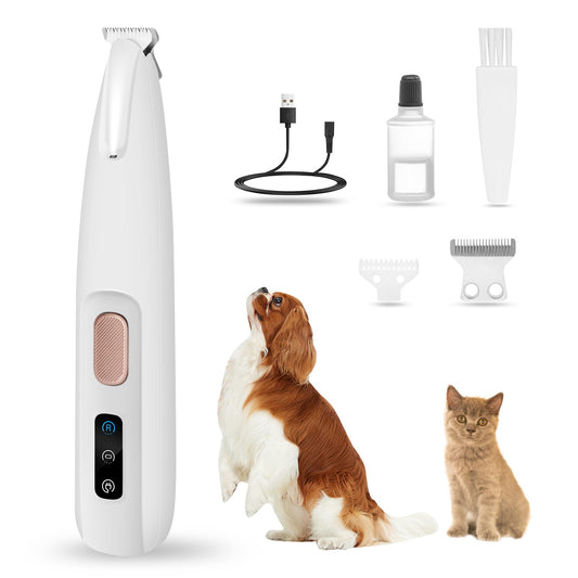 PawTrim Pro, īpaši kluss/uzlādējams ķepu trimmeris, mājdzīvniekiem ar LED gaismu, ūdensizturīgs, bezvadu mājdzīvnieku skuveklis, suņu šķērveida mašīna, profesionāls suņu trimmeris suņu un kaķu ķepām, acīm