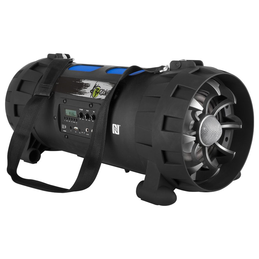 XX.Y P-137J pārnēsājamais Bluetooth skaļrunis Boom Box (NFC) ar iebūvēto FM radio, akumulatoru/audio ieeju mikrofonam/mūzikas instrumentam/MP3 atskaņotājam/USB portu melns