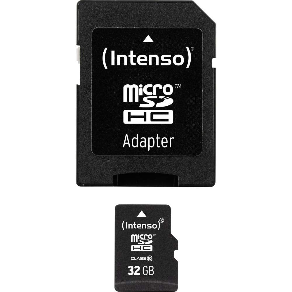 microSDHC atmiņas karte Intenso 32GB Class 10 ar SD adapteri, melna
