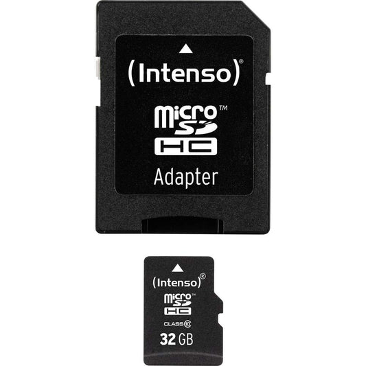 microSDHC atmiņas karte Intenso 32GB Class 10 ar SD adapteri, melna