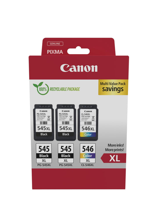 Canon oriģināltinte PG-545XL x 2 / CL-546XL - 2x melna XL un 1x krāsa XL tintes kasetnes komplekts