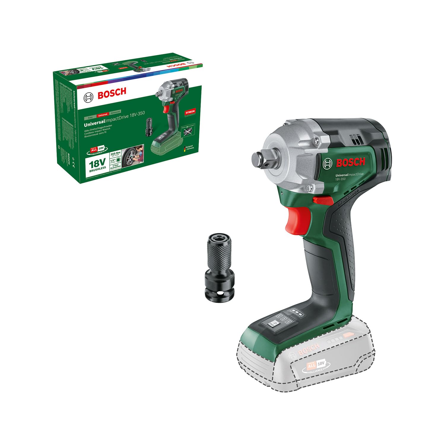 Bosch UniversalImpactDrive 18V-350 - jaudīga skrūvēšana, 350 Nm griezes moments, sešstūra adapteris, 18V sistēma