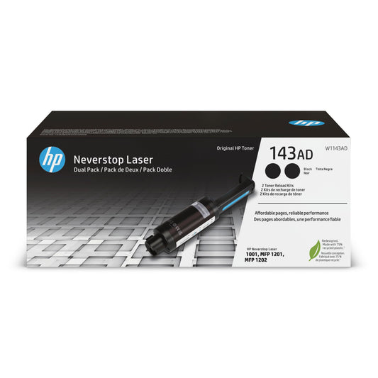HP 143A Neverstop toner refill kit - 2x black cartridges for HP Neverstop laser printers, high yield, original quality.