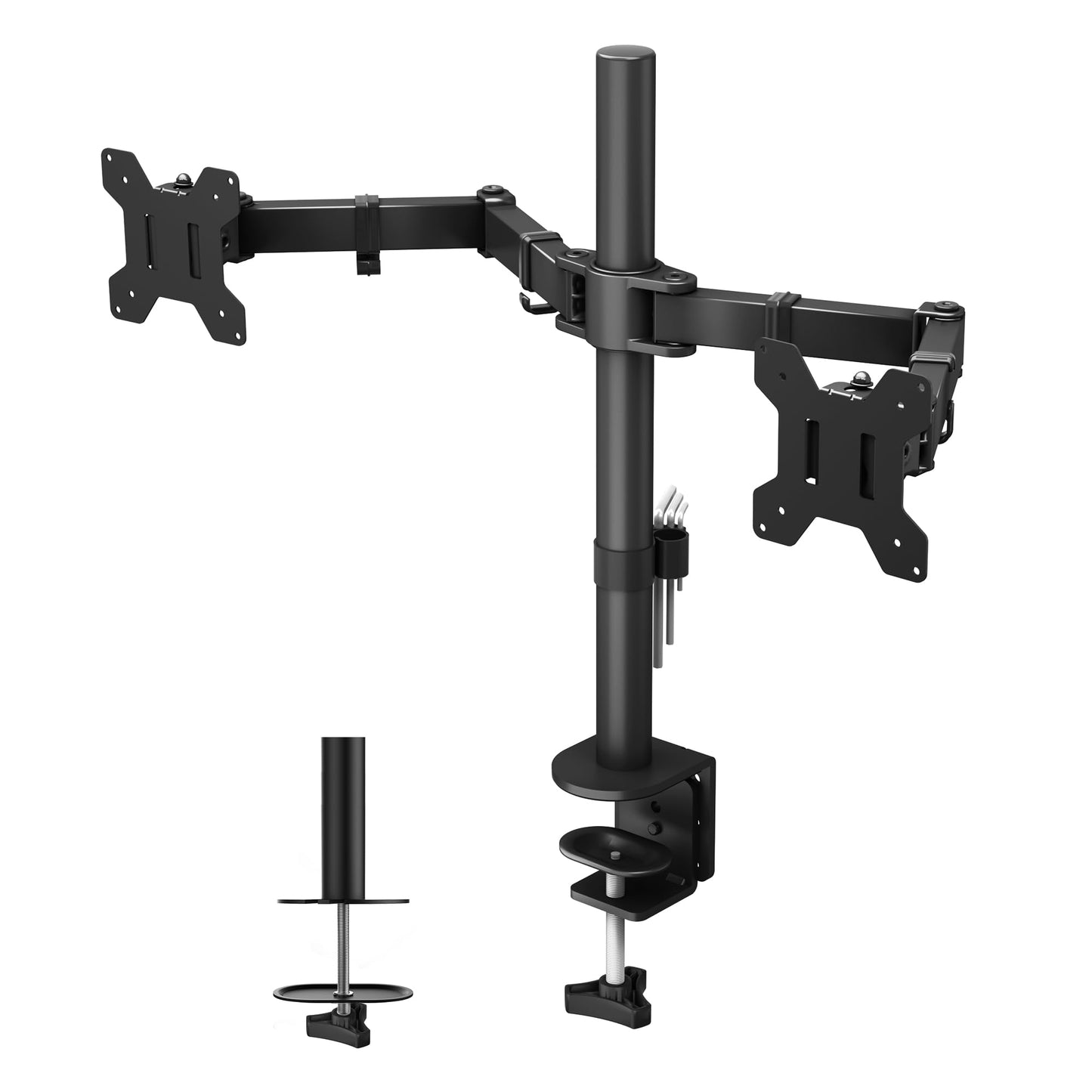 Monitora turētājs BONTEC 2 monitoriem 13-27 collas, 10 kg uz vienu roku, melns