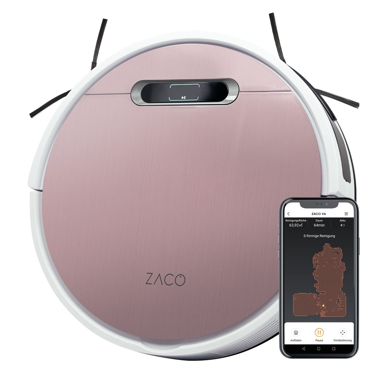 ZACO V6 putekļsūcējs - mazgāšanas funkcija, 2000 Pa sūkšanas jauda, alerģiskiem cilvēkiem, lietotne, Alexa, GoogleHome, dzīvnieku spalvām.