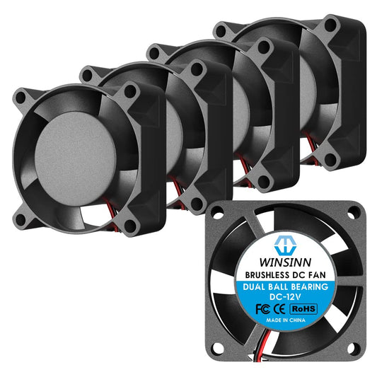 WINSINN 25mm ventilators - 12V, bezsuku, augsts ātrums, 25x10mm, 5 gab. dzesēšanai PCB/klēpjdatoriem/grafiskajām kartēm.