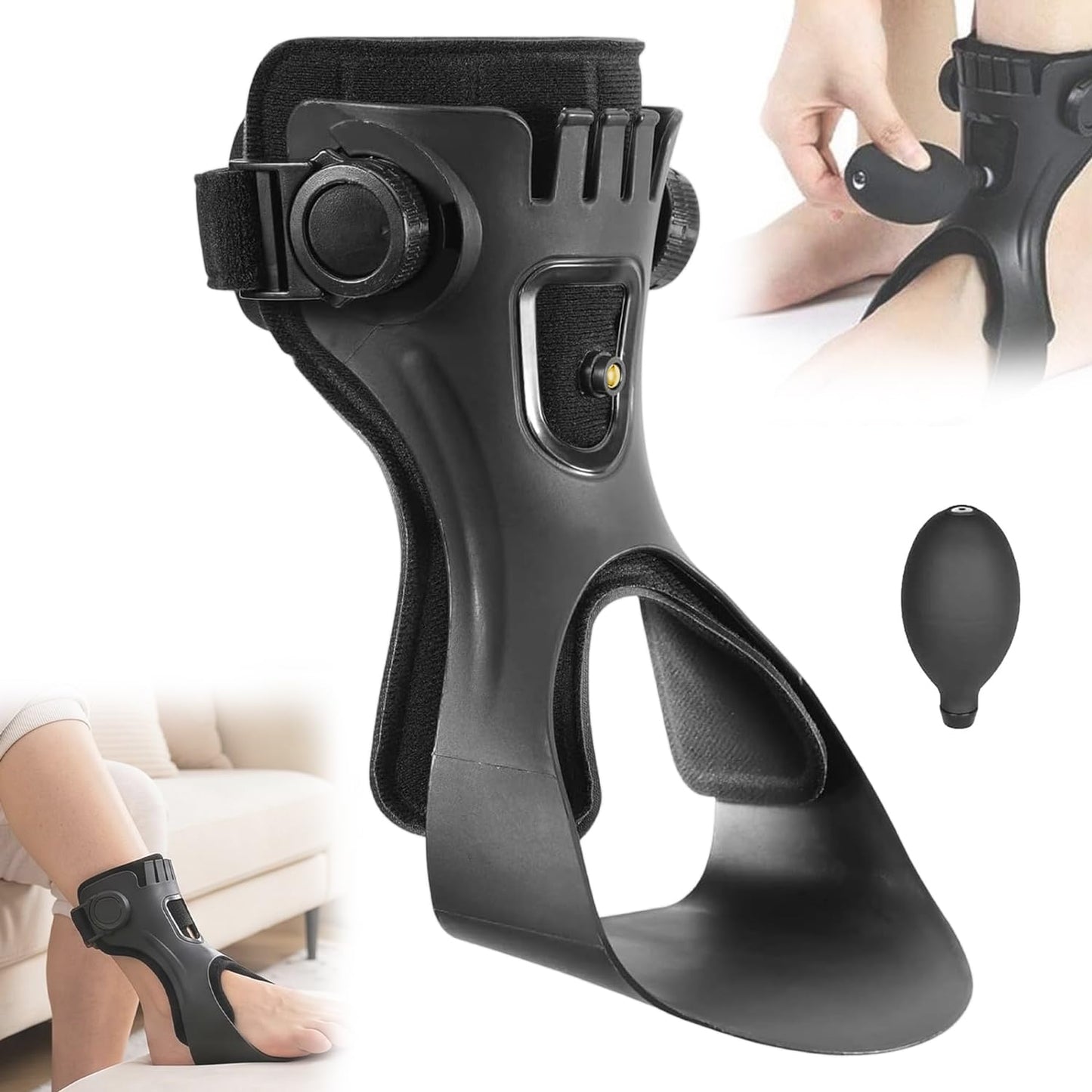 Pēdas pacēlāja ortoze, ērta un viegla, Drop Foot Brace, diskrēta pēdas pacēlāja ortoze, potītes ortoze ar atbalstu, regulējama peroneālā ortoze ar ērtu piepūšamu gaisa spilvenu, labajai pēdai