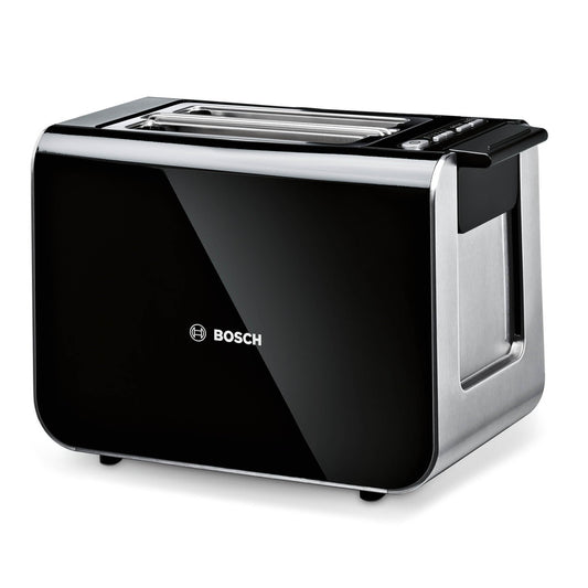 Bosch tosteris Styline TAT8613N, integrēts maizes uzsildītājs, pacelšanas funkcija, atkausēšanas funkcija, automātiskā izslēgšanās, maizes centrēšana, 800 W, nerūsējošais tērauds/melns