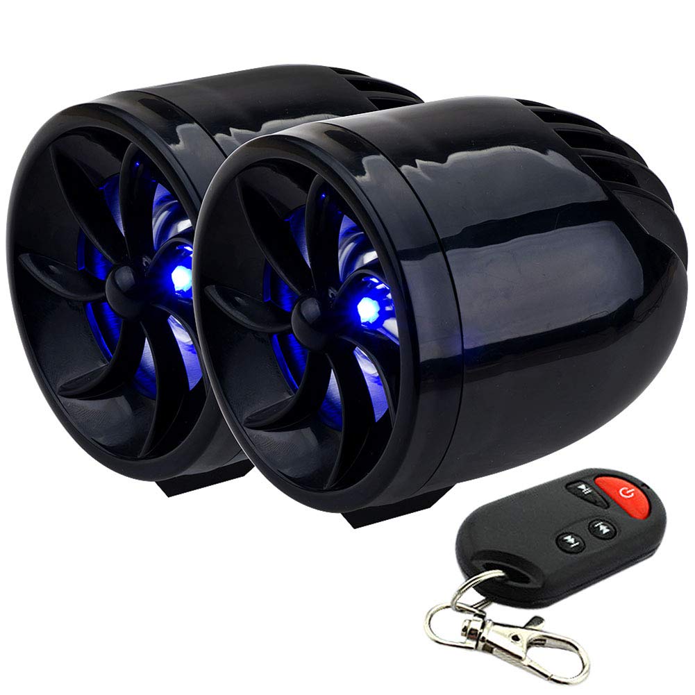 Motocikla skaļruņi ar pastiprinātāju LEIDIMUS, ūdensizturīga audio sistēma ar FM, USB, SD un AUX, MP3 atskaņotājs, sarkana/zila/melna, A
