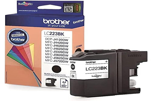 Brother LC223BK Ink Cartridge - High-yield black ink, compatible with various Brother printers, vibrant and long-lasting prints.