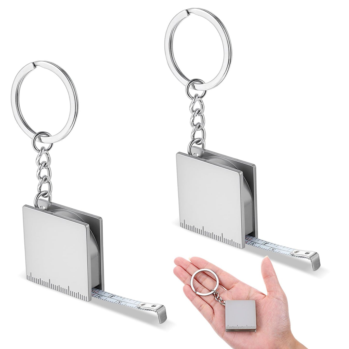 Mini mērlente atslēgu piekariņš, metāla, 47 Zoll/1,2 M, sudraba