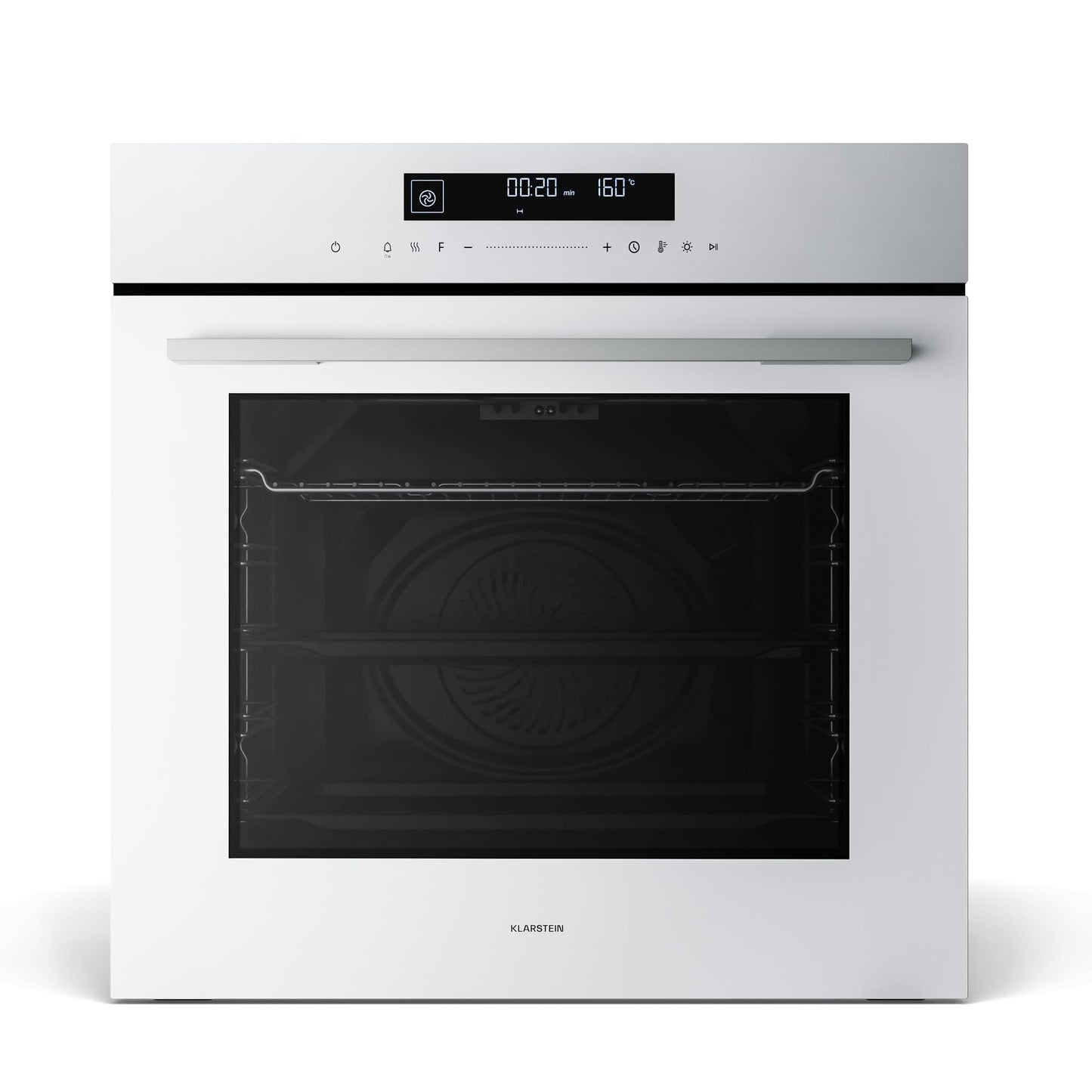 Iebūvējamā cepeškrāsns Klarstein Velaire 60 cm – 74L, 13 funkcijas, energoefektivitāte A+, skārienvadība, taimeris, viegli tīrāma, balta