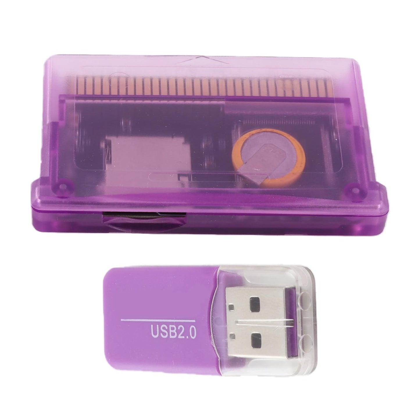 Sxhlseller GBA SD kartridžs, flash kartes spēļu kasete, atbalsta TF karti GBA/SP/GBM/IDS/NDS/NDSL Gameboy Advanced, Fat formāts, maksimālā ietilpība līdz 2 GB, caurspīdīgi violeta