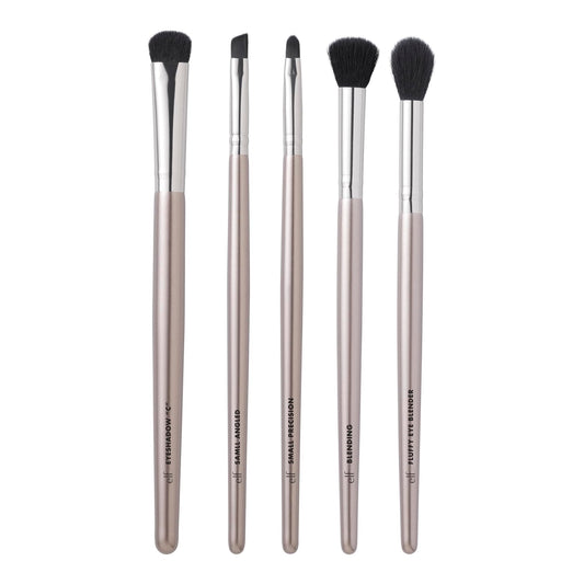 Acu ēnu otiņu komplekts e.l.f. Smoky Eye Brush Kit, 5 vegānas kosmētikas otiņas nevainojamai acu ēnu un acu lainera izpludināšanai