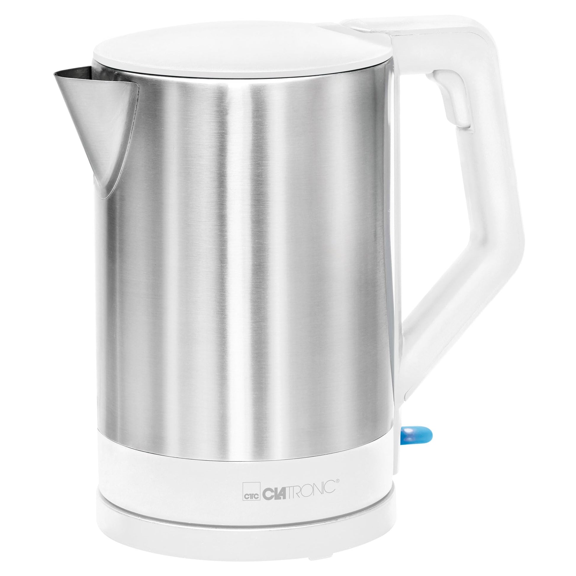 Clatronic ūdens vārītājs - 1,5L, 2200W, drošības vāks, slēpts sildīšanas elements, automātiska izslēgšanās, balts/inox