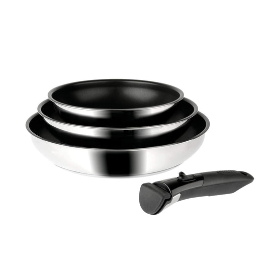 Sitram 713510 komplekts - 3 pannas no pārklāta nerūsējošā tērauda, Ø 20, 24, 28 cm, ar noņemamu rokturi.