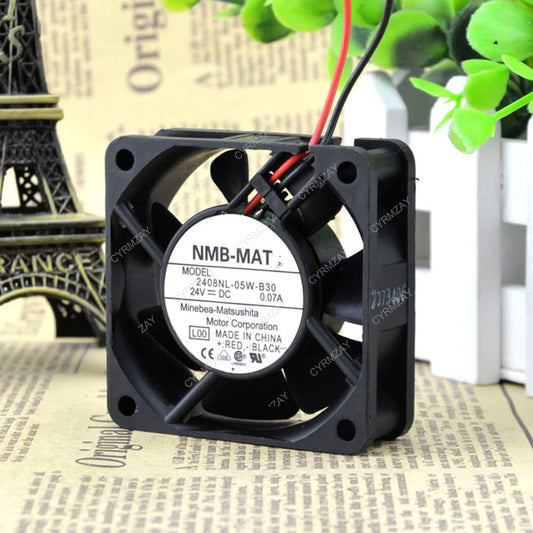 CYRMZAY 6020 Cooling Fan - NMB-MAT 2408NL-05W-B30, DC24V, 0.07A, 6cm, 2-wire design for efficient cooling.