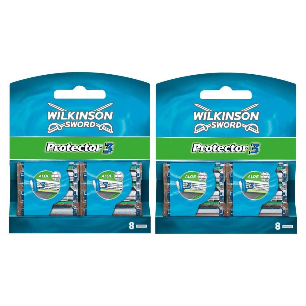 Skūšanās asmeņi vīriešu skuveklim Wilkinson Sword Protector 3, 16 uzpildes kasetnes, 3 asmeņi, kondicionējoša josla ar alveju