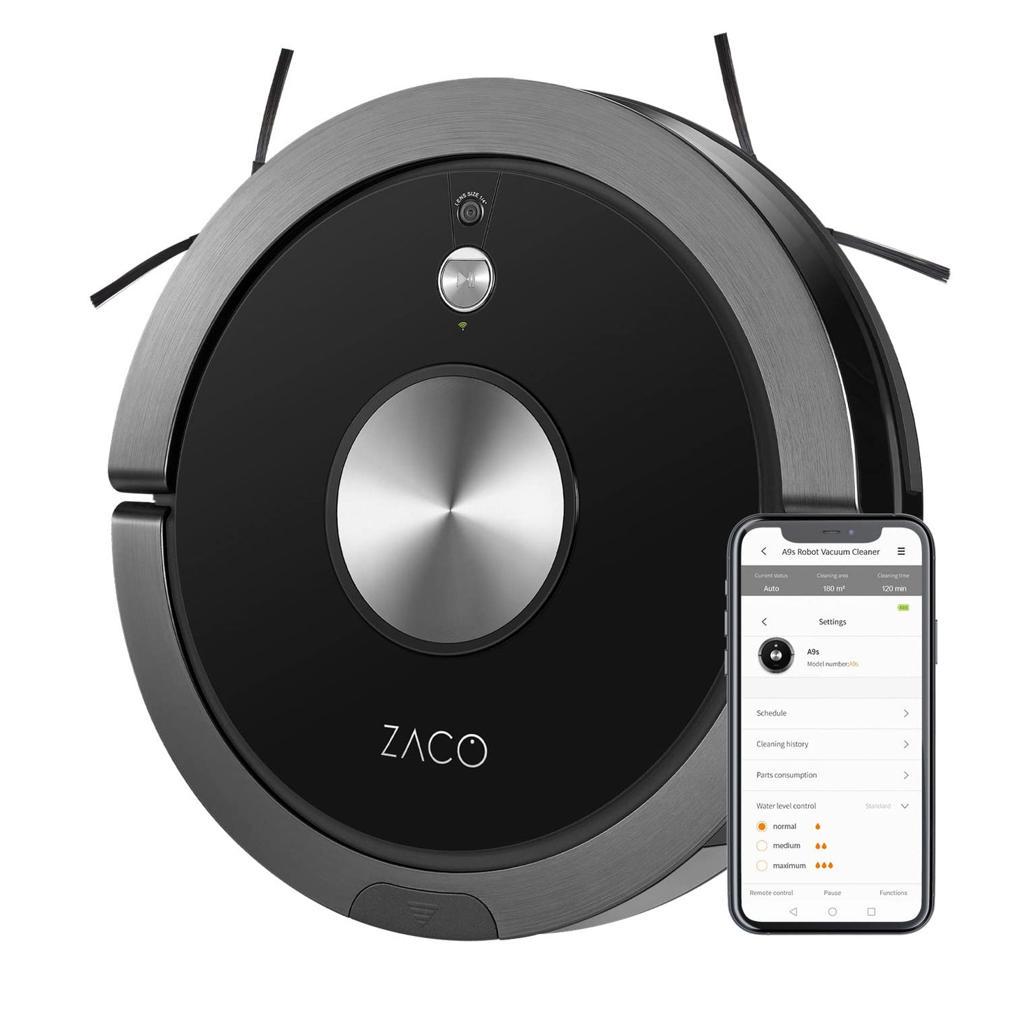 ZACO A9s putekļsūcējs robots - mazgāšanas funkcija, Alexa vadība, 2 stundu darbības laiks, piemērots dzīvnieku spalvām.