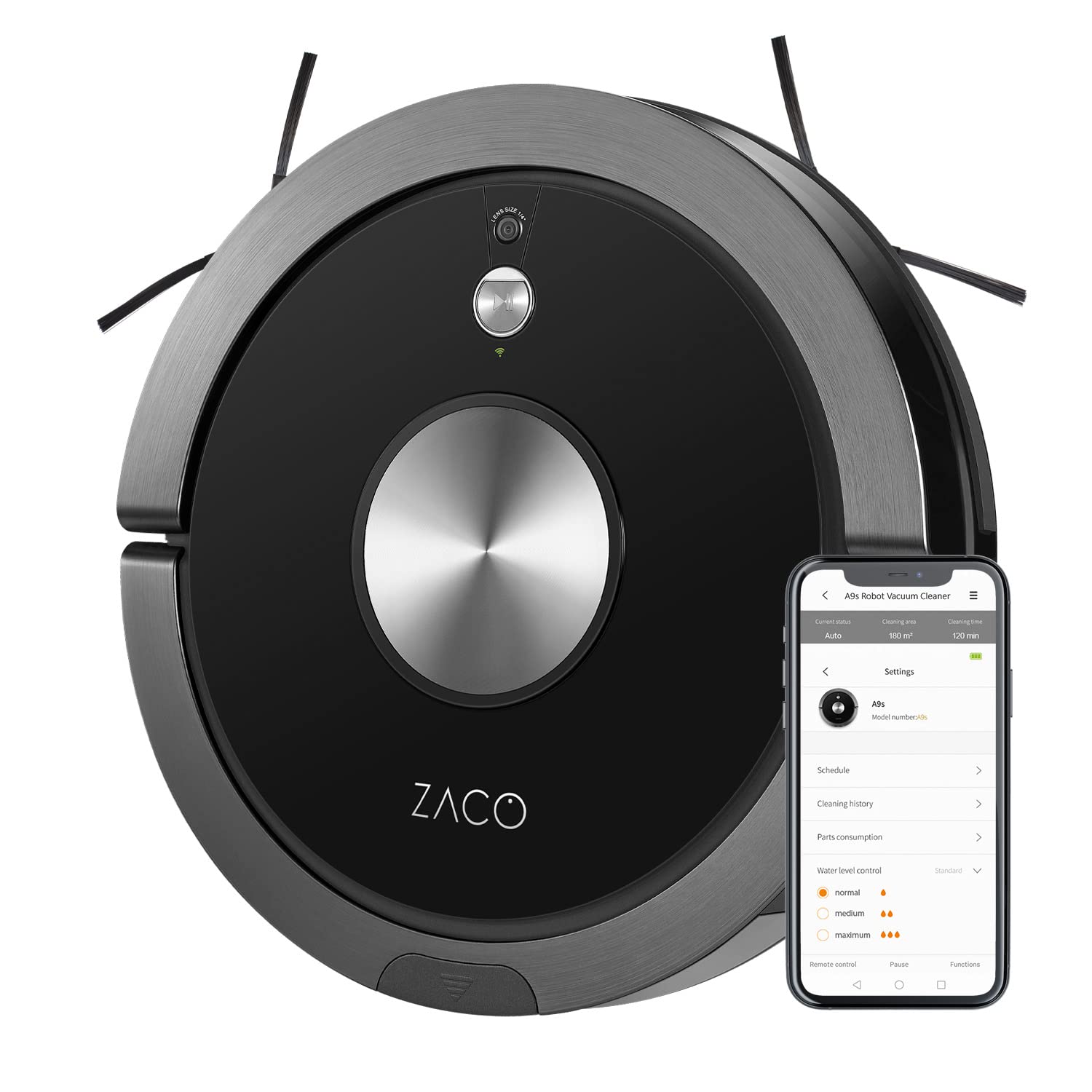 ZACO A9s putekļsūcējs robots - mazgāšanas funkcija, Alexa vadība, 2 stundu darbības laiks, piemērots dzīvnieku spalvām.