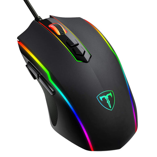 VIVIJO spēļu pele - 7200 dpi, regulējama, RGB, 8 programmējamas pogas, ergonomiska, vadu, PC/Mac – Melna