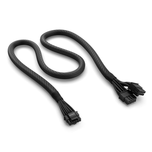 NZXT 12VHPWR Adapter - 12+4-pin to dual 8-pin PCIe for NVIDIA 40 series, 600W power, compatible with NZXT 2.X PSUs, black.