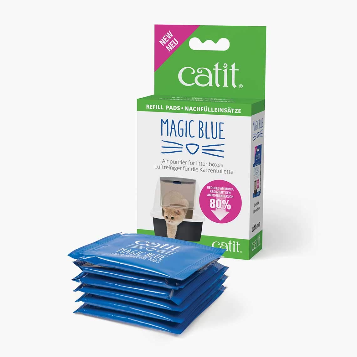 Catit Magic Blue smaku filtrs kaķu tualetēm, uzpildes filtru spilventiņi 3 mēnešiem, Magic Blue sākuma komplektam